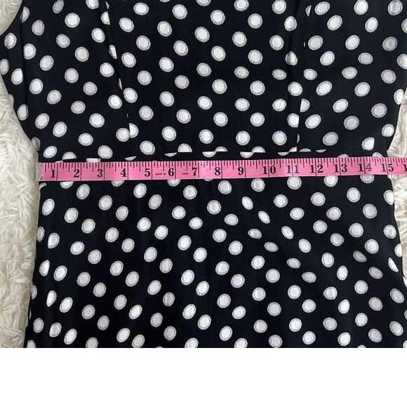 Metrostyle Women's Size 8 Black Polka Dot Ruffle Hem Midi Dress #0417 - Picture 12 of 12